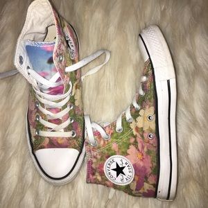 Flower Printed High Top Converse
